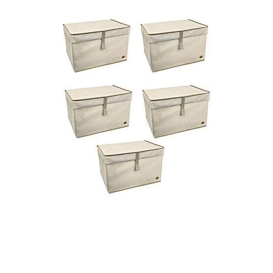 Meleni Home 40 X 30 X 26 Cm Kahverengi 5 Adet Kapaklı Çok Amaçlı Hurç Saklama Kutusu