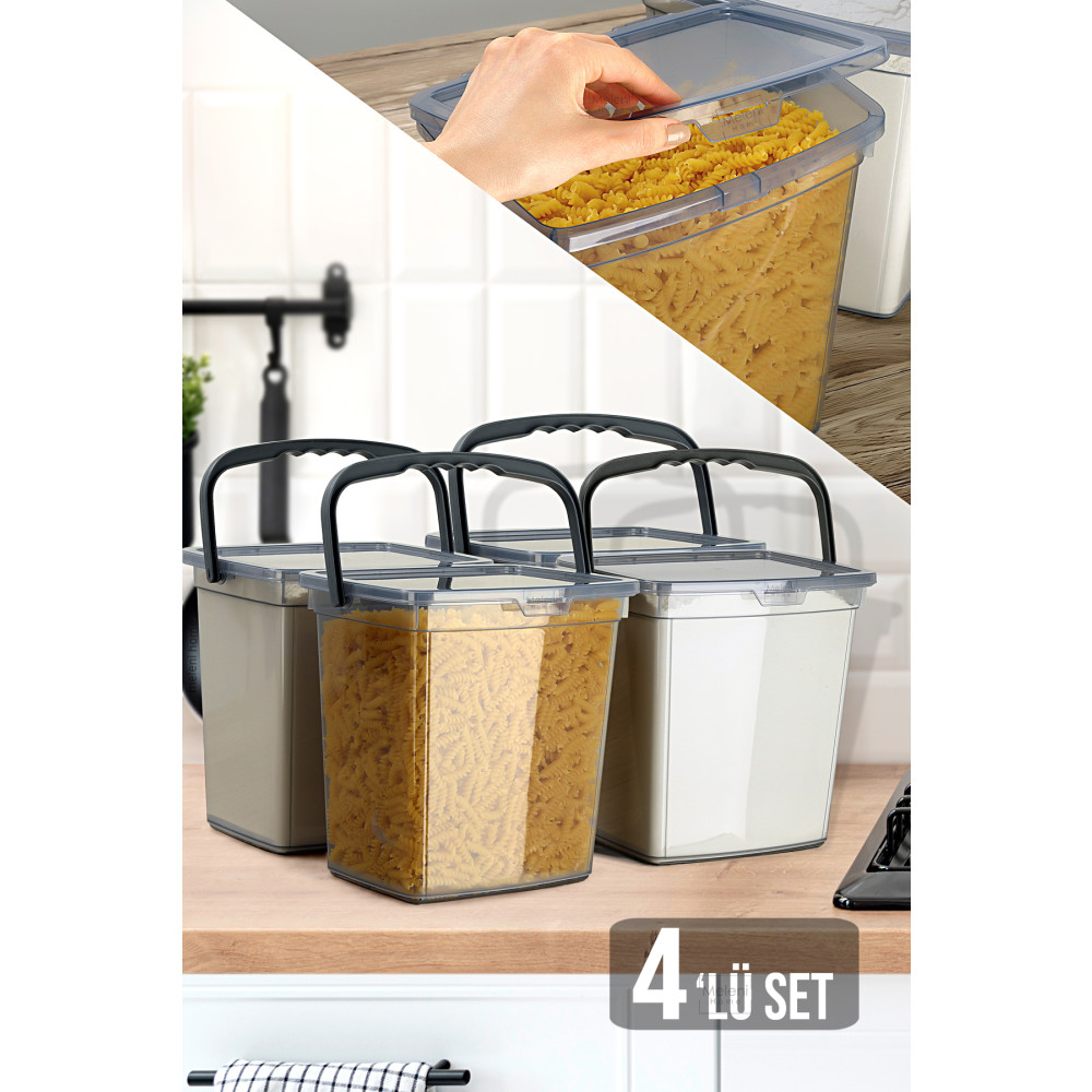 Meleni Home 4lü Un Ve Bakliyat Kabı 6 Litre - Platin Serisi Saklama Kapları Fiyatı