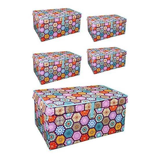 Meleni Home 60 x 40 x 30 cm 5 Adet Otantik Desenli Kapaklı Hurç Hurç Fiyatı
