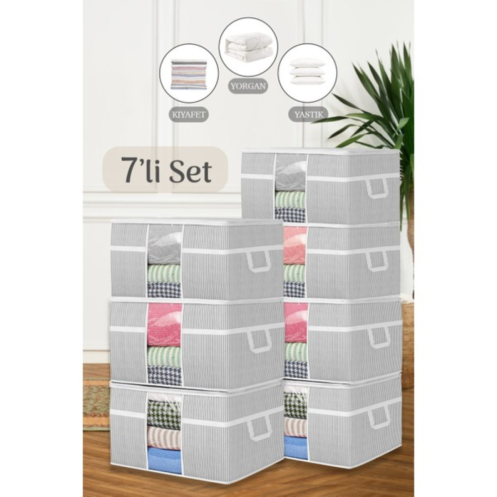 Meleni Home 7'li Mega Boy Pencereli Yorgan Hurcu - Yastık Yorgan Düzenleyici Saklama Hurcu 75 x 40 x 40 cm - 75 x 40 cm Hurç Fiyatı