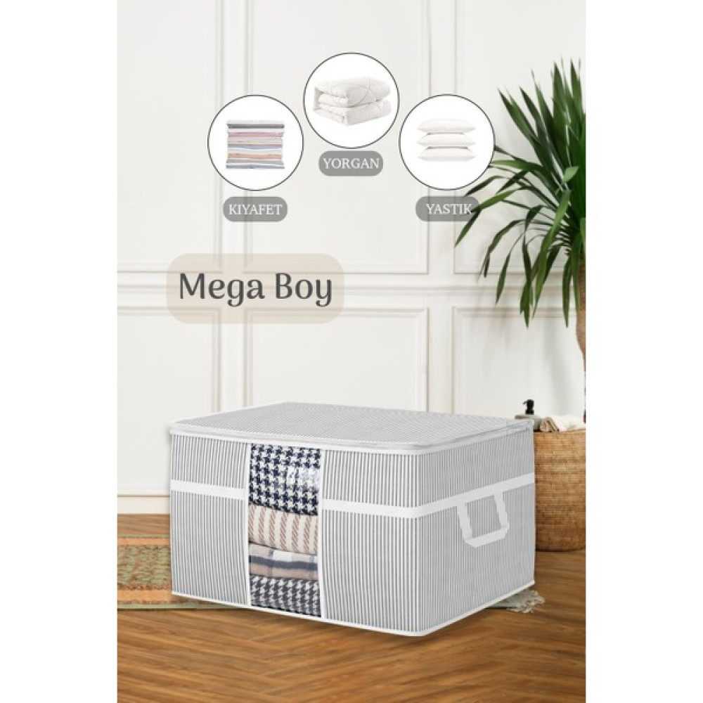 Meleni Home Mega Boy Pencereli Yorgan Hurcu - Yastık Yorgan Düzenleyici Saklama Hurcu 75 x 40 x 40 cm - 75 x 40 cm Hurç Fiyatı