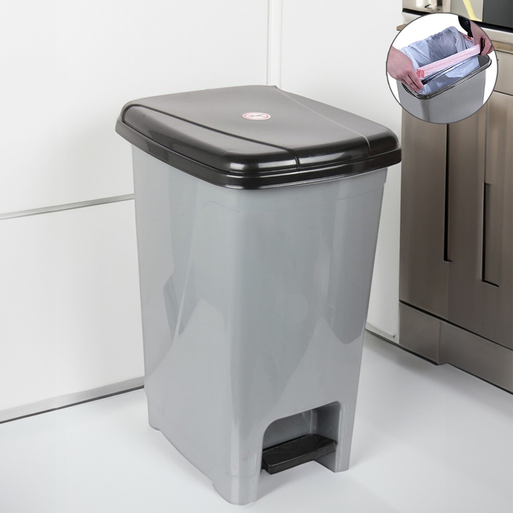 Meleni Home Pedallı Gri Banyo Mutfak Çöp Kovası Siyah Kapaklı Slim Pedallı Çöp Kovası 25Litre" Mobilya & Dekorasyon Fiyatı