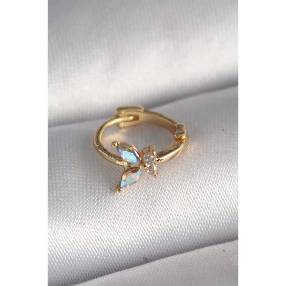 Melfxxl 316L Çelik Gold Renk Zirkon Taşlı Kelebek Model Tragus Piercing - Lisinya - Renkli Altın & Gümüş Piercing Fiyatı