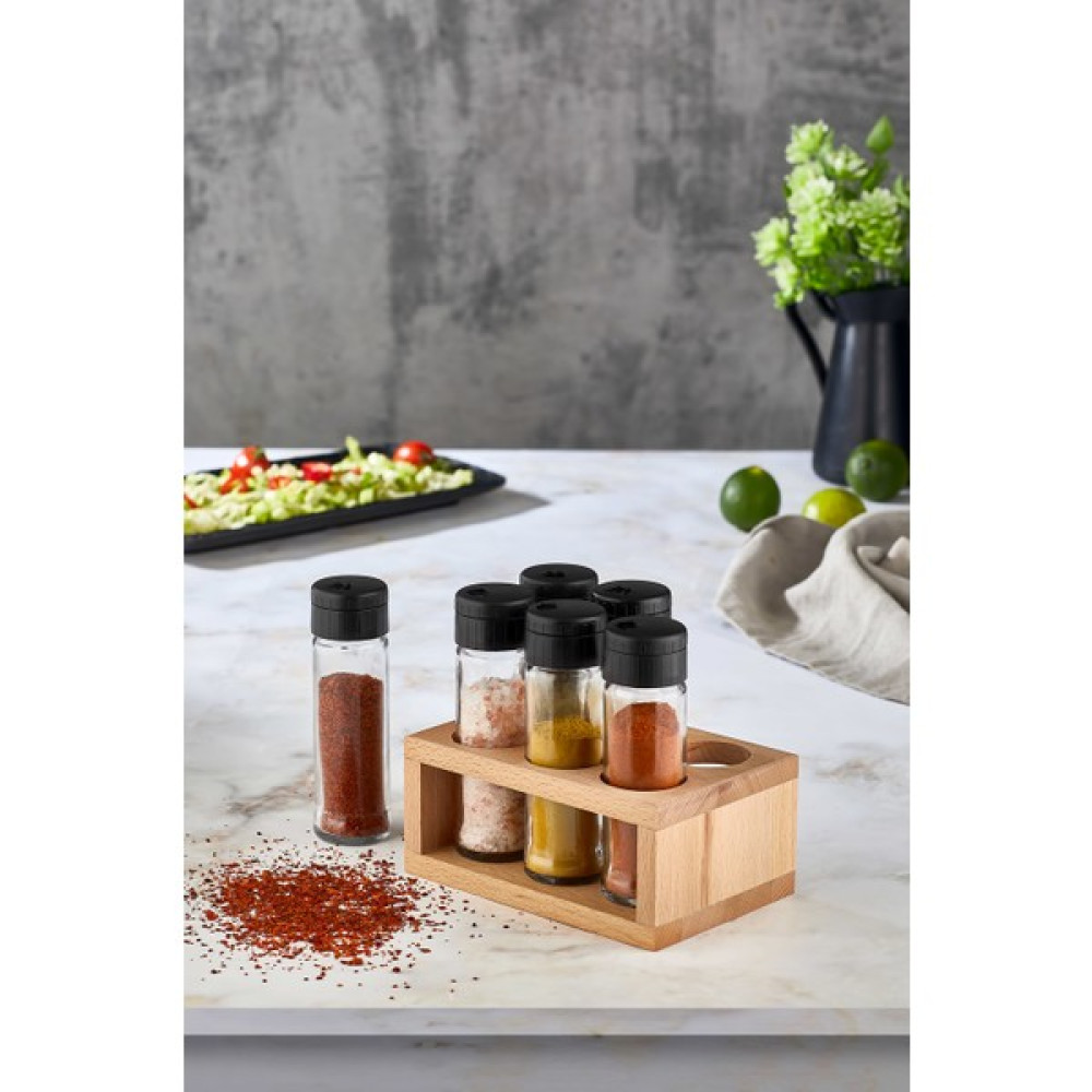 Melik's Lima 6'lı Baharat Seti Ahşap Stantlı Baharatlık Takımı - Siyah - 112 ml Baharat Setleri & Baharatlıklar Fiyatı