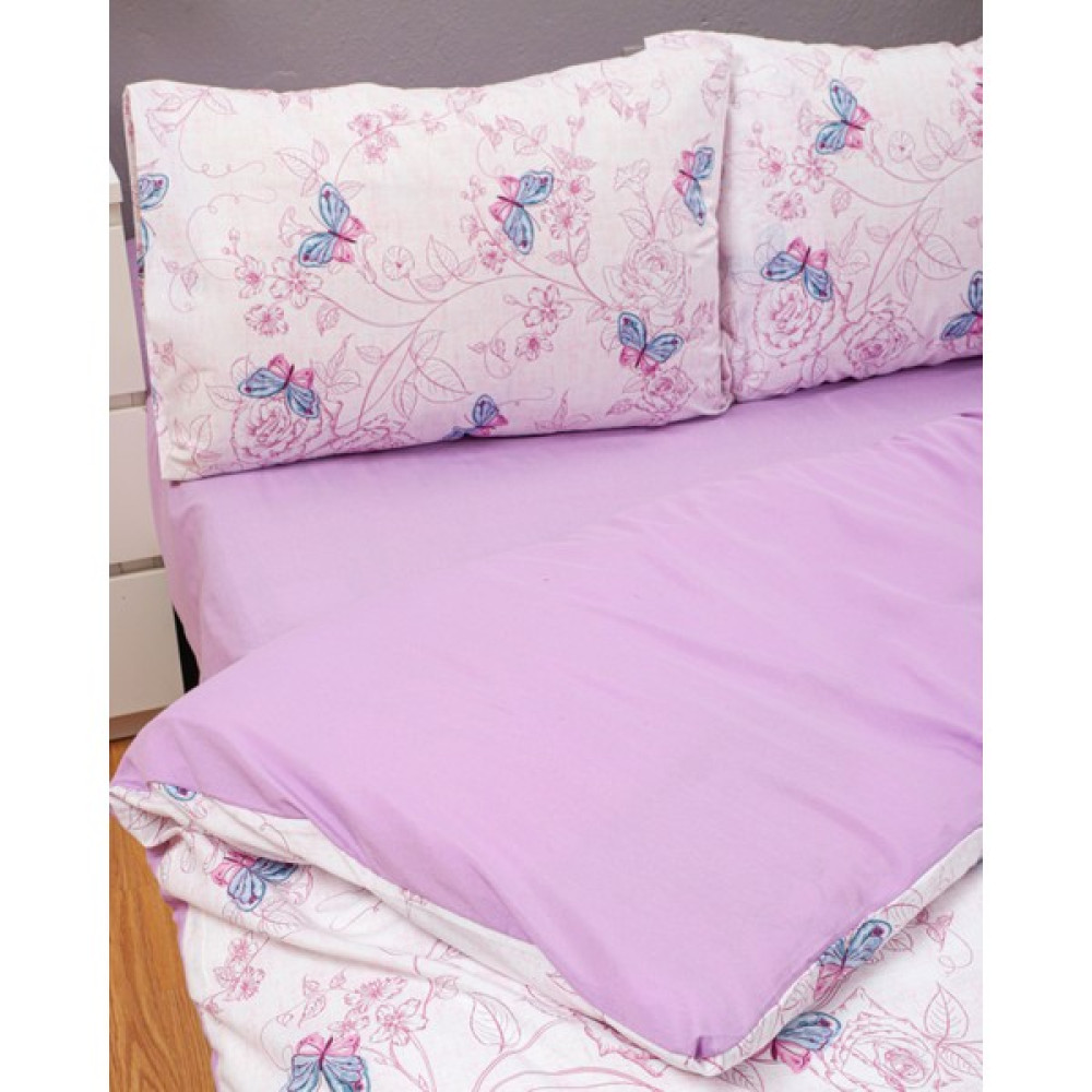 Melines Kelebek, Lila Desenli, Çift Yönlü Nevresim Takımı, Çift Kişilik Pamuklu Ranforce Kumaş - Butterfly - 200 x 220 cm Diğer Fiyatı