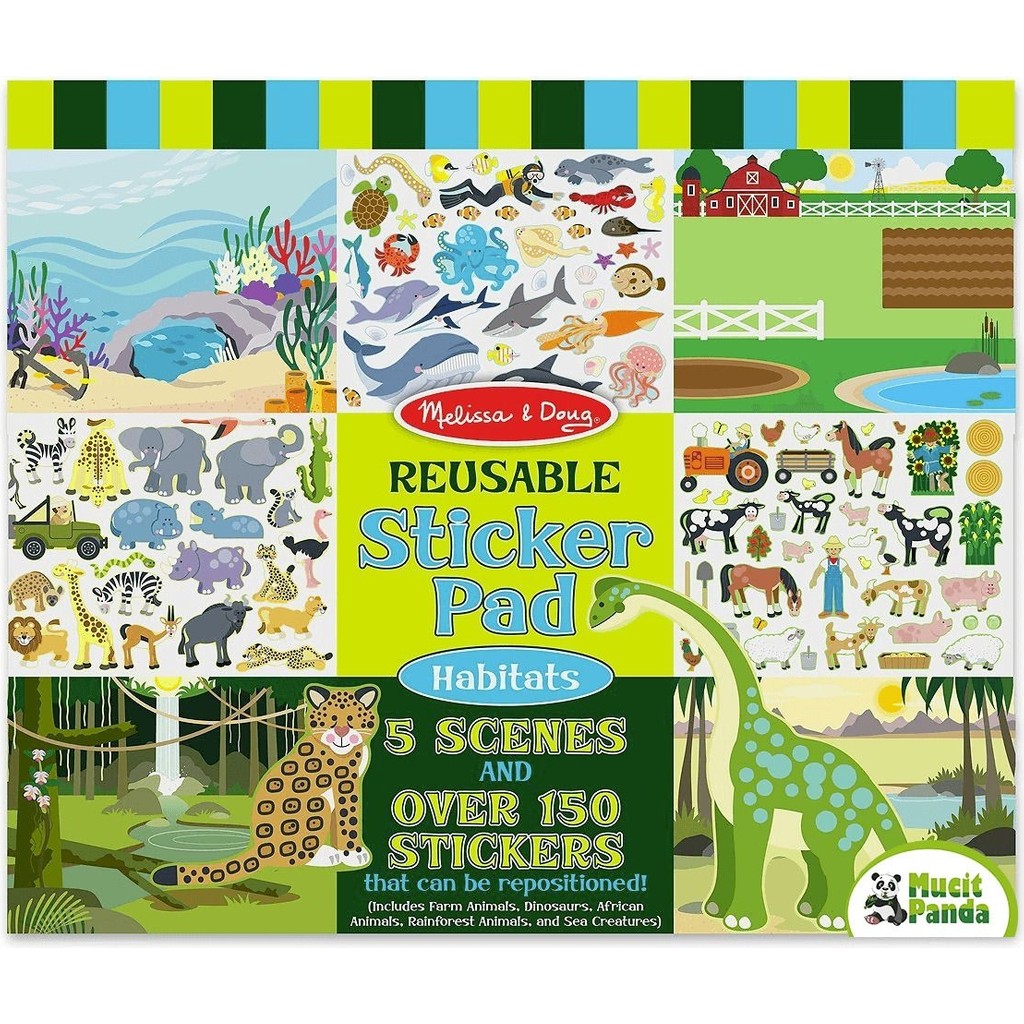 Melissa & Doug Hayvan Temalı Çıkartma Seti - Normal Boy, Renkli, 5 Oyun Sahnesi ve 150'den Fazla Tekrar Kullanılabilir Çıkartma, 3-6 Yaş Arası Çocu... Diğer Fiyatı
