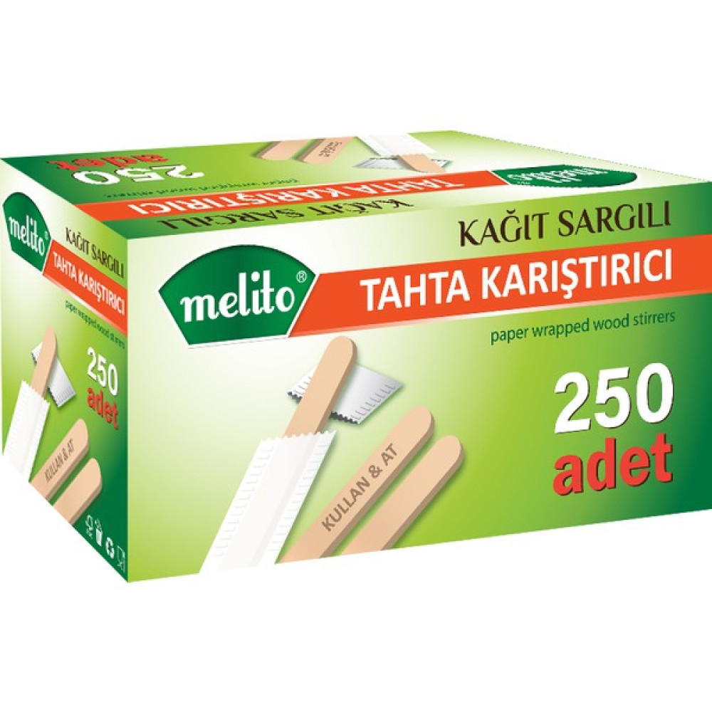 Melito Kağıt Sargılı Tahta Karıştırıcı 250'LI Mutfak Sarf Malzemeleri Fiyatı