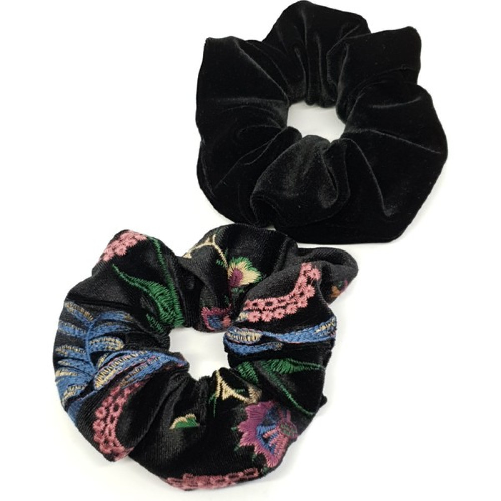 Melkady 268 - Kadife Orta Boy Scrunchie Saç Lastiği Seti (2'li) - Siyah - Kahverengi Toka, Taç & Saç Bandı Fiyatı