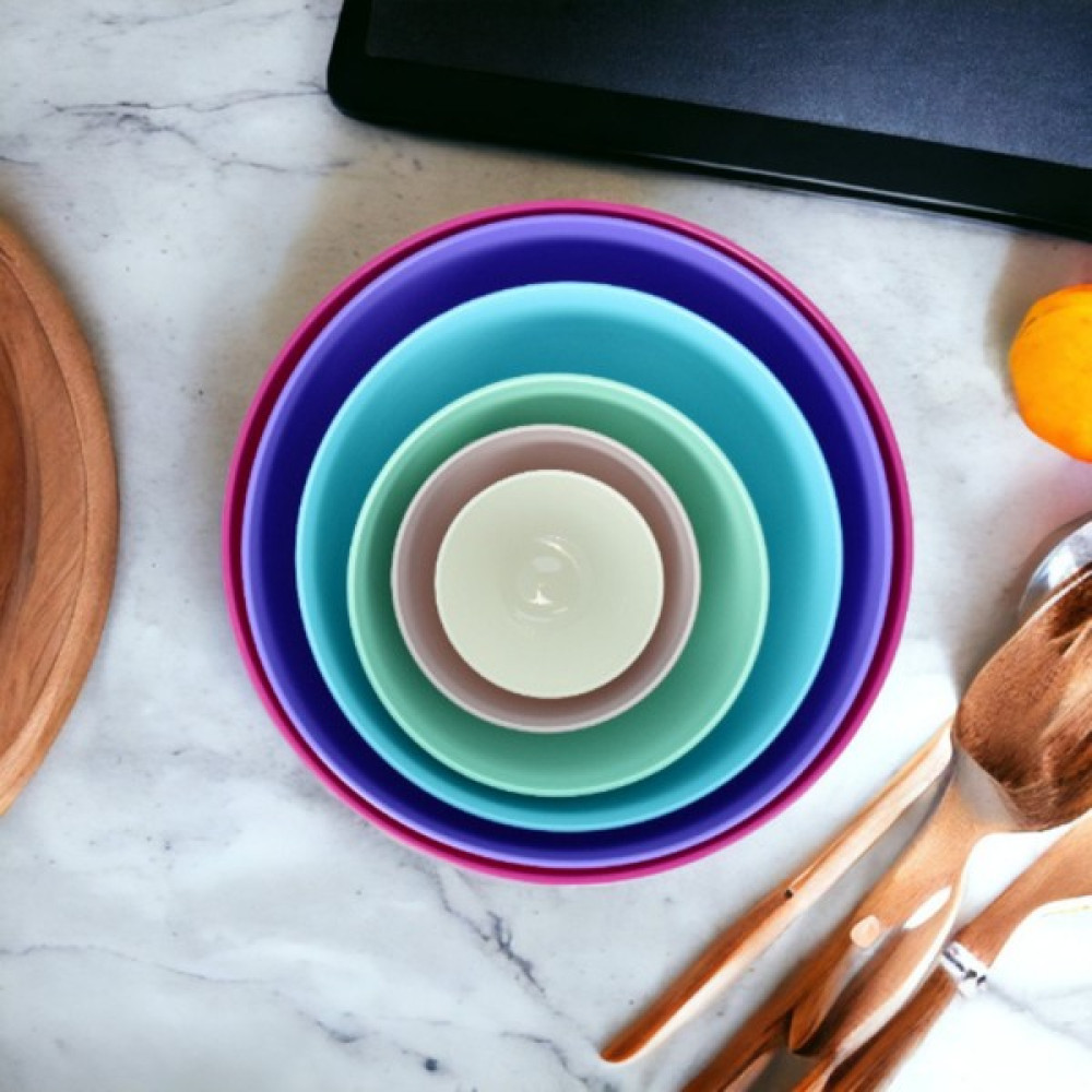 Melkan Home 6 Parça Plastik Karıştırma Kaseleri, Renkli Servis Kaseleri, Salata Kasesi, Iç Içe Geçebilir Kaseler Kase Fiyatı