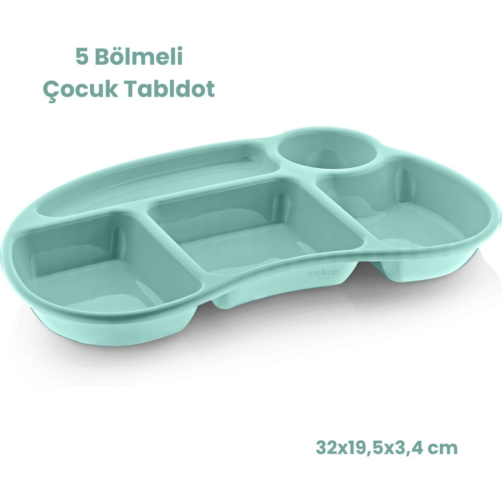 Melkan Home Bölmeli Çocuk Yemek Tabldot - Anaokulu & Kreş Için Kahvaltı ve Yemek Tabağı Tabildot - Pastel Yeşil Mama Seti Fiyatı