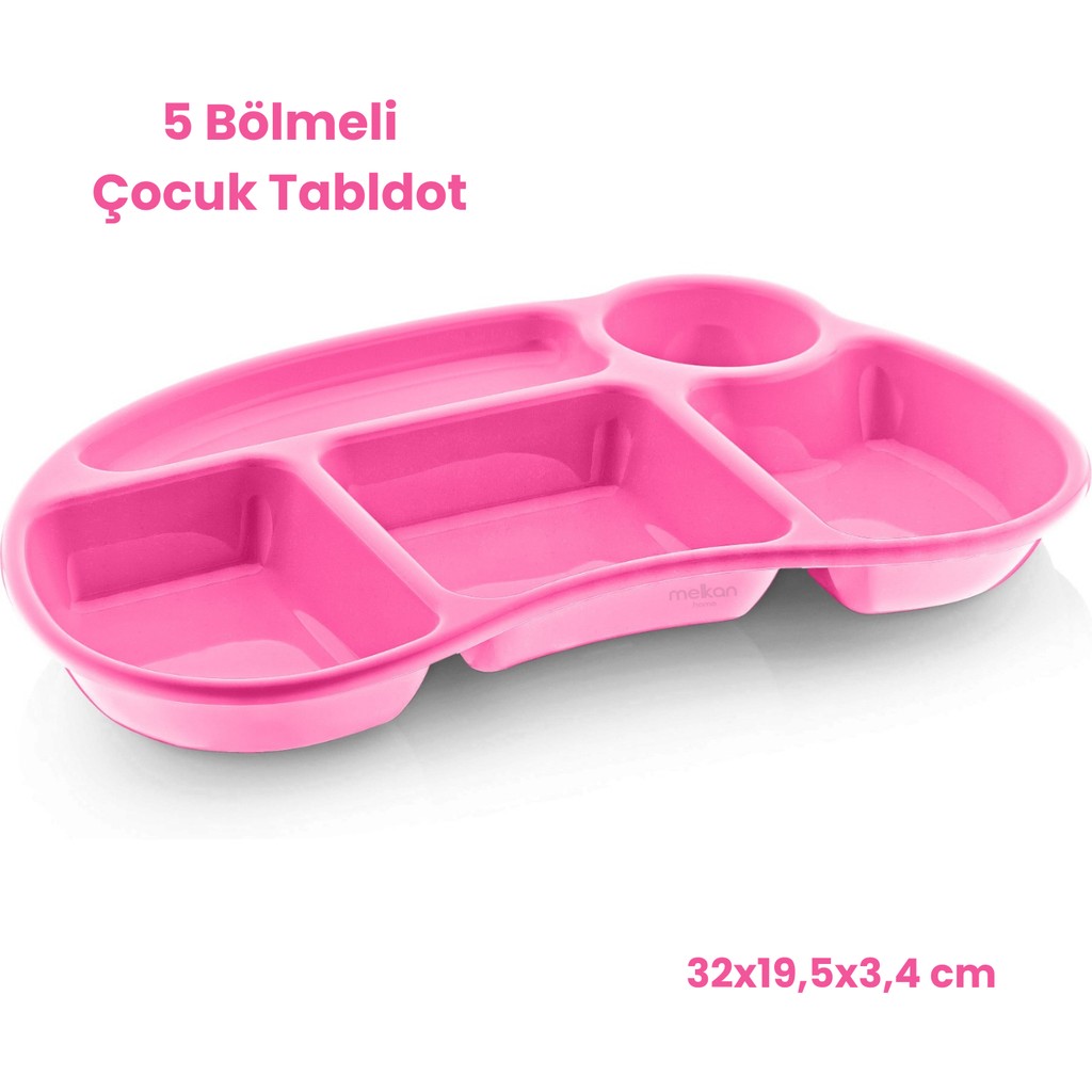 Melkan Home Bölmeli Çocuk Yemek Tabldot - Anaokulu & Kreş Için Kahvaltı ve Yemek Tabağı Tabildot - Pembe Mama Seti Fiyatı