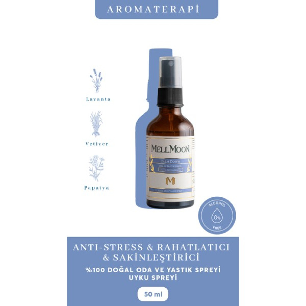 Mellmoon Calm Down Lavantalı Alkolsüz Oda ve Yastık Spreyi Doğal Uyku Spreyi 50 ml Oda Kokusu Fiyatı
