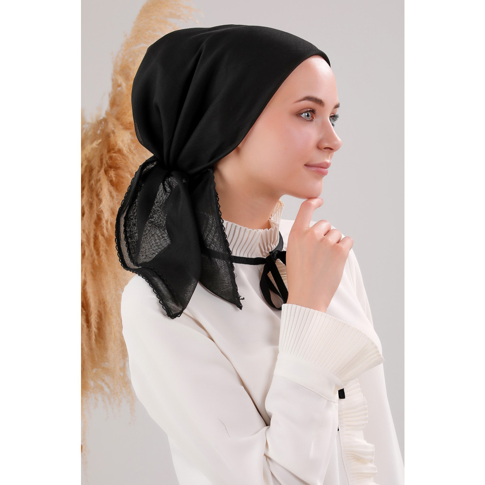 Melodi Scarf Kadın Tesettür İç Başörtüsü %100 Pamuklu Siyah Standart Beden Tesettür Giyim Fiyatı