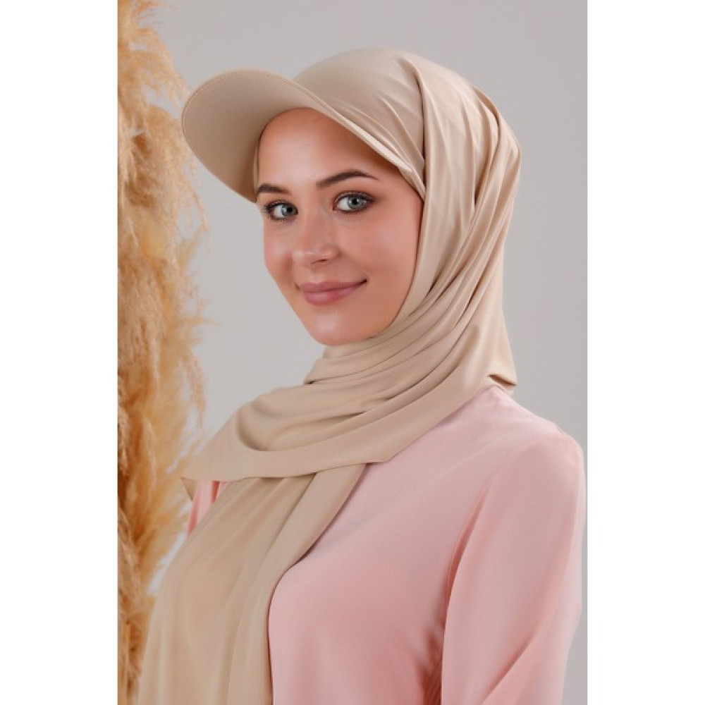 Melodi Scarf Kadın Tesettür Şapkalı Boneli Hazır Şal Krem Şal / Fular & Eşarp Fiyatı