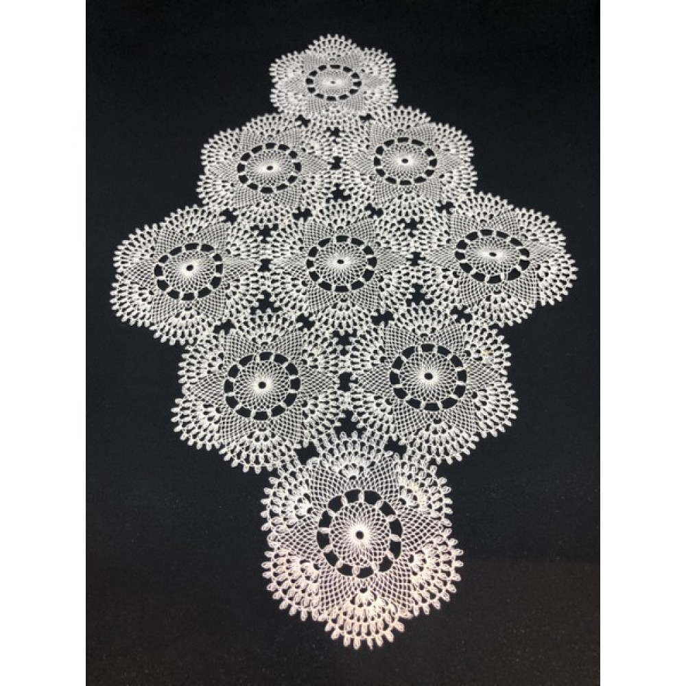 Meloş Home El Emeği Iğne Oyası Yuvarlak Motifli Tepsi Örtüsü - 25 x 37 cm - Beyaz Masa Örtüsü Fiyatı