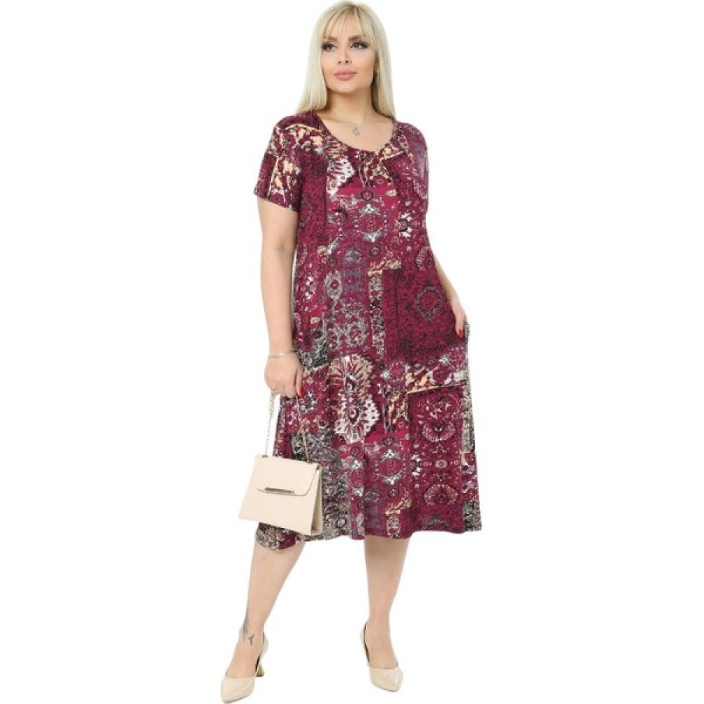 Melsay Butik Bordo Etnik Kuplu Cepli Kısa Kol Kadın Midi Elbise Elbise Fiyatı
