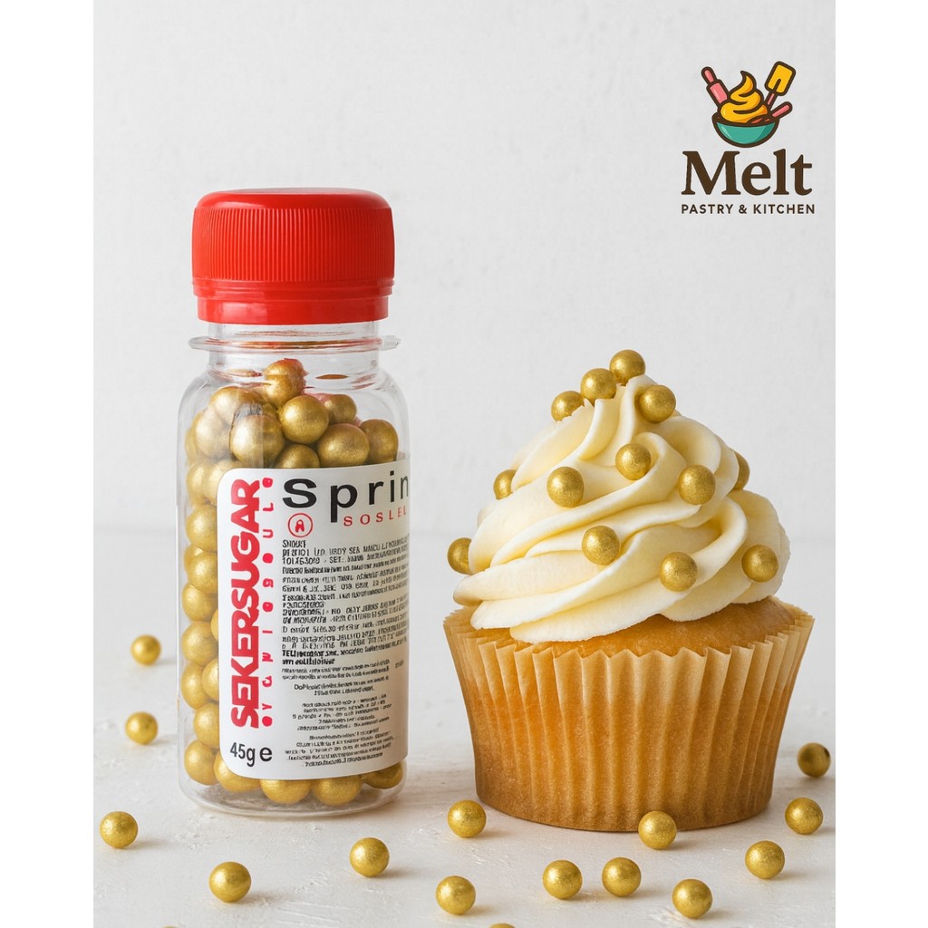 Melt Pastry Kitchen Şeker&sugar Pasta Süsleme Şekeri Arjantin 8mm Gold Altın Rengi 45 Gr. Sprinkles Diğer Fiyatı