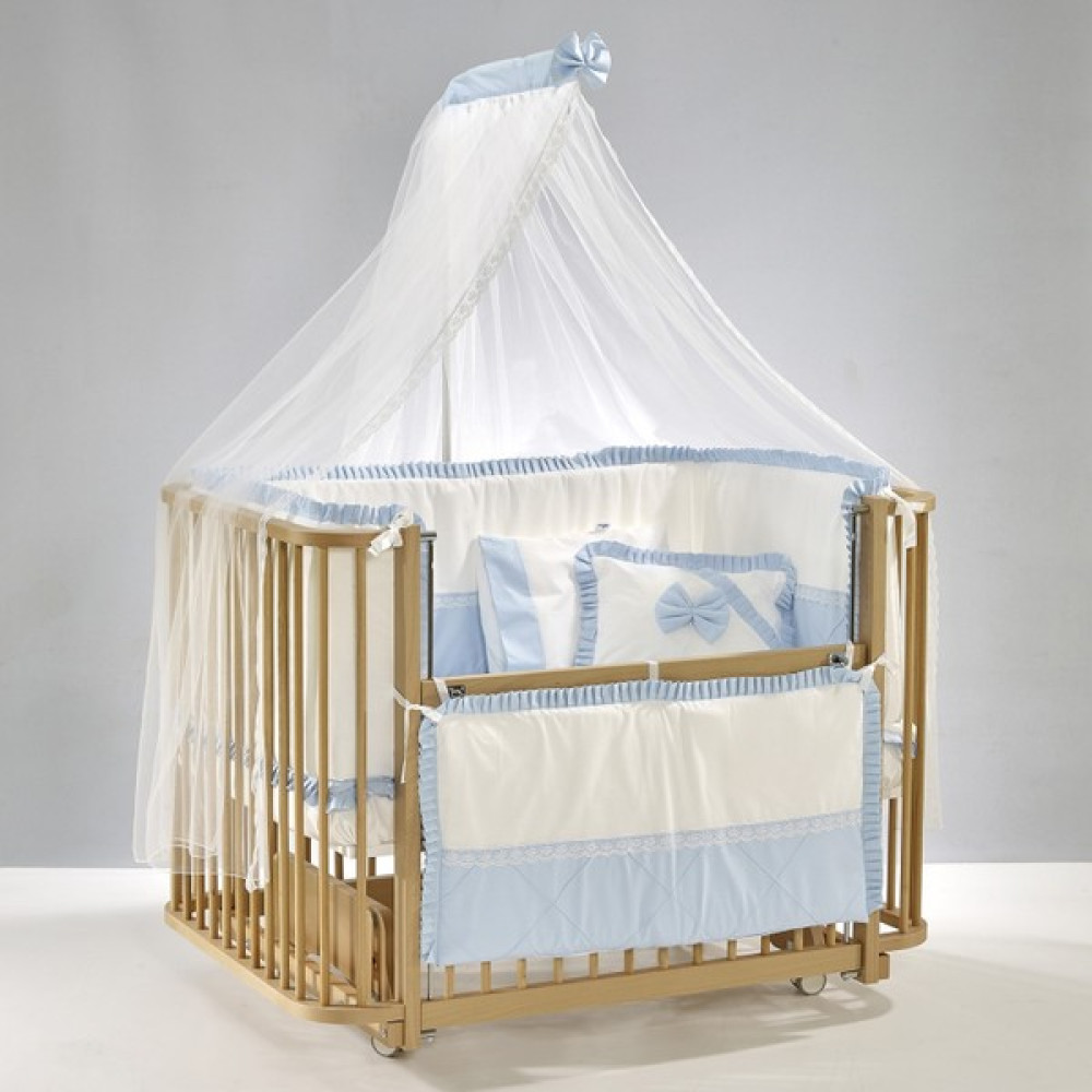 Meltem Smart Bambino Sallanır Ahşap Anne Yanı Beşik - 70x110 cm (naturel-mavi) Beşik Fiyatı