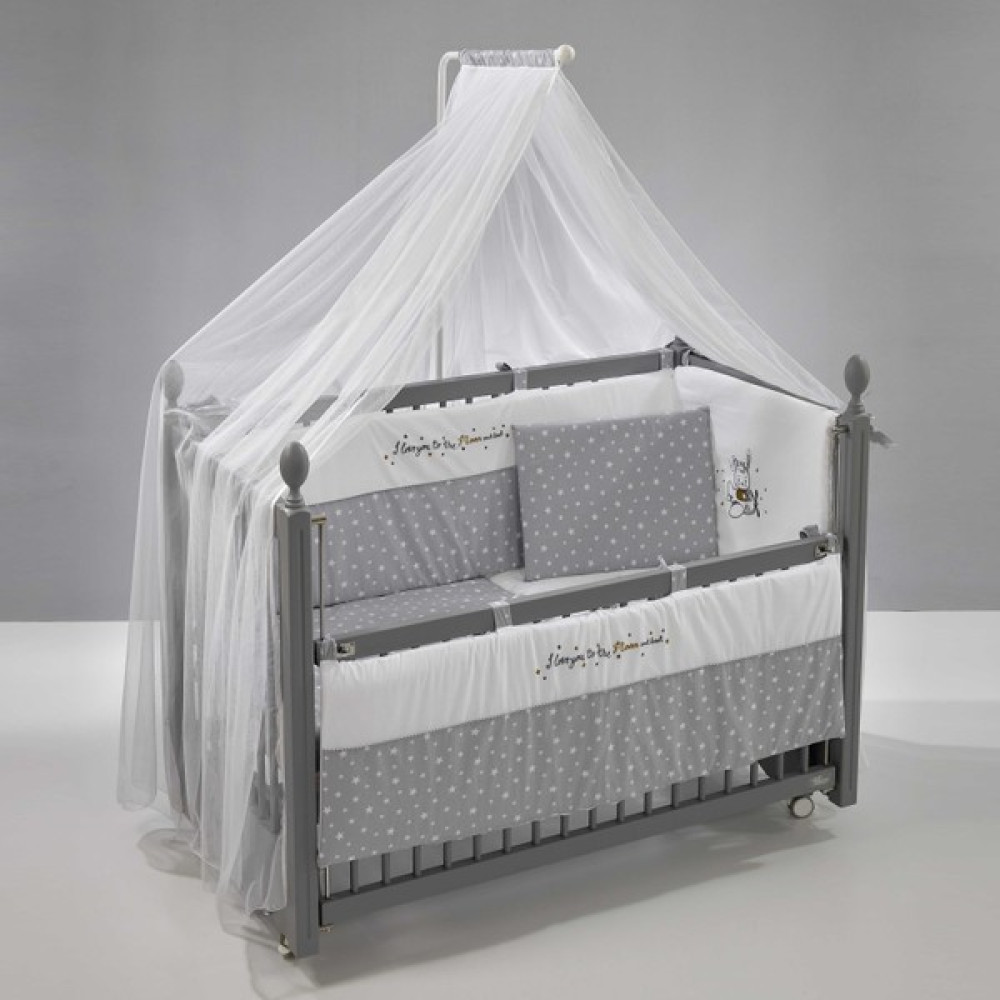 Meltem Smart Kral Sallanır Ahşap Anne Yanı Beşik - 60x120 cm (gri-moon) - Gri - Gri Beşik Fiyatı