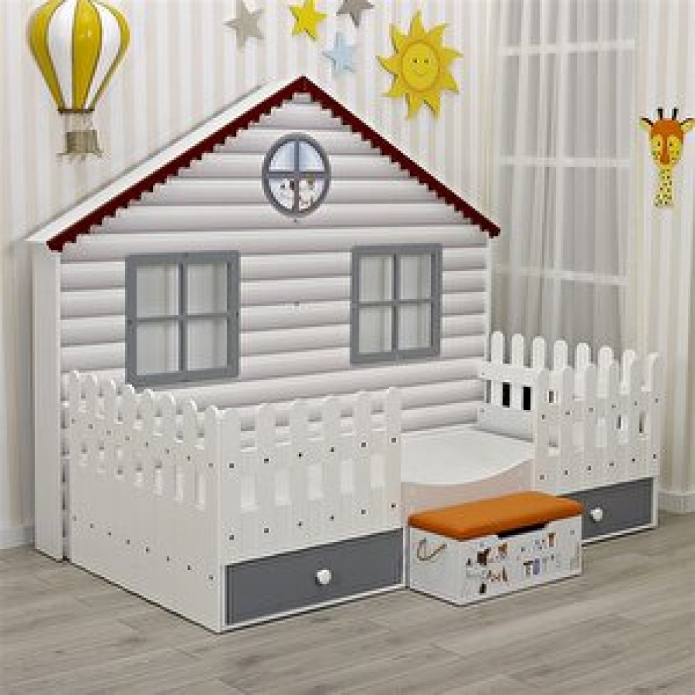 Meltem Smart Küçük Ev Gri Çocuk Odası Montessori Karyola 100x200 Cm Gri Bebek Karyolası Fiyatı