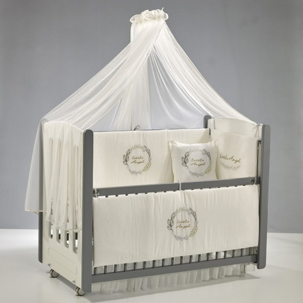 Meltem Smart Mia Sallanır Ahşap Anne Yanı Beşik - 60x120 cm (gri-angel) - Gri Beşik Fiyatı