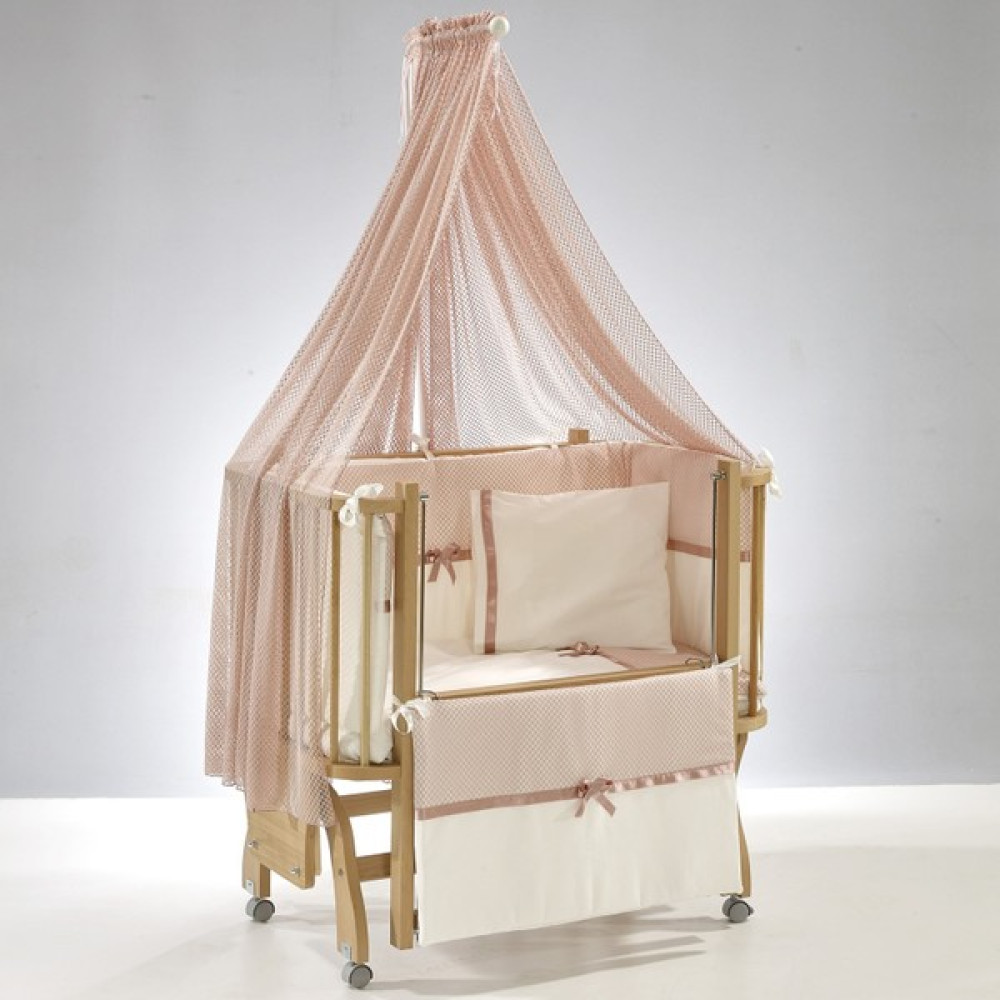 Meltem Smart Mood Sallanır Ahşap Anne Yanı Beşik - 50x90 cm (naturel-pembe) - Pembe Beşik Fiyatı