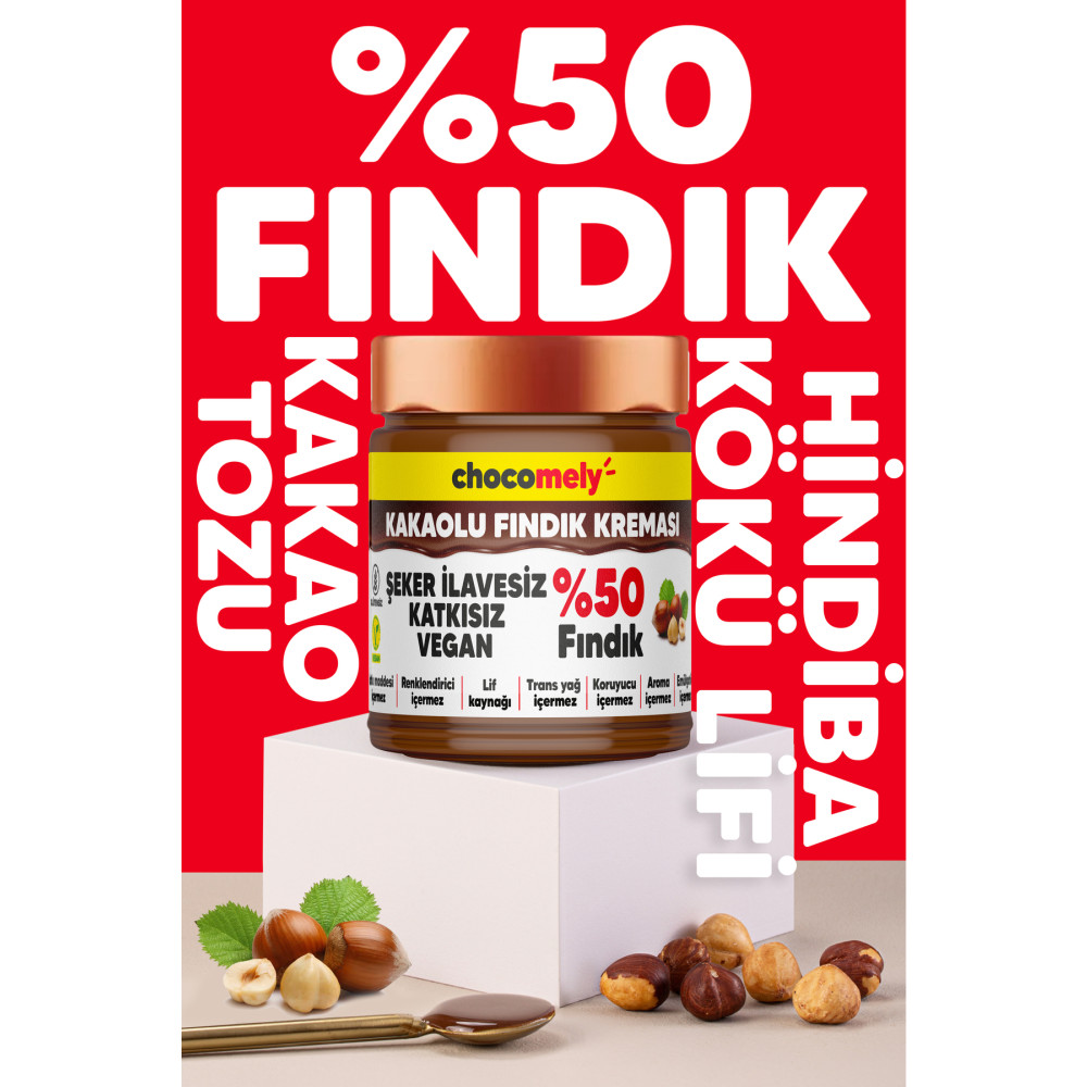 MELY ÇİKOLATA %50 Fındıklı Kakaolu Fındık Kreması - Sadece 3 Ham Madde İle Üretilmiştir Sürülebilir Fiyatı