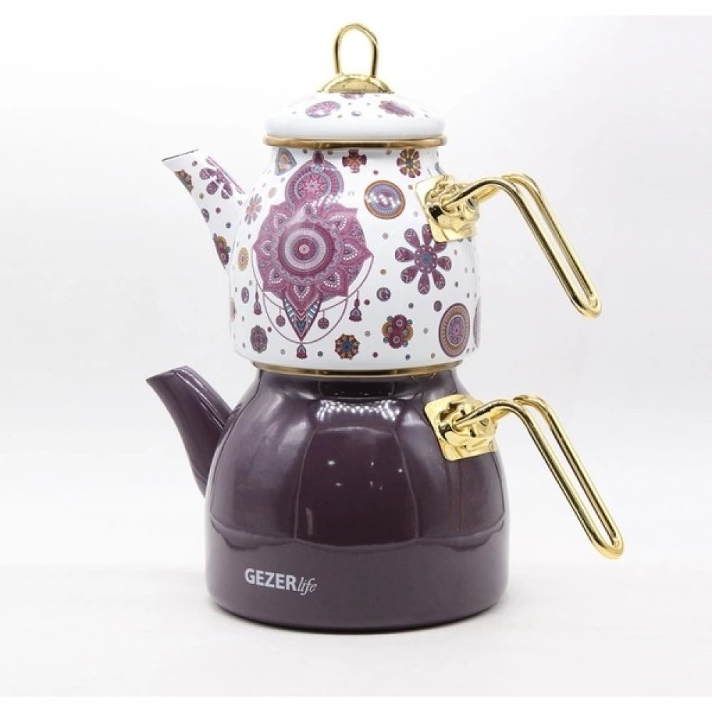 Melyet Emaye Çaydanlık Takımı Çay Seti Çaycı Demlik Desenli Çay / Çaydanlık Setleri Fiyatı
