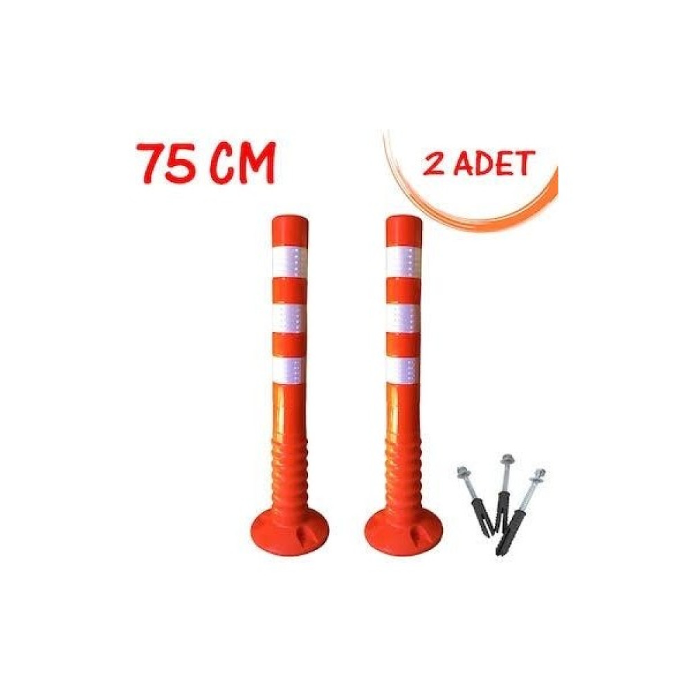 Melzo Home Melzohome Esnek Otopark Dubası Plastik Yol Şerit Ayırıcı Trafik Dubası 75 cm 2 Adet Reflektifli Delinatör - Turuncu         Oto Boyaları Fiyatı
