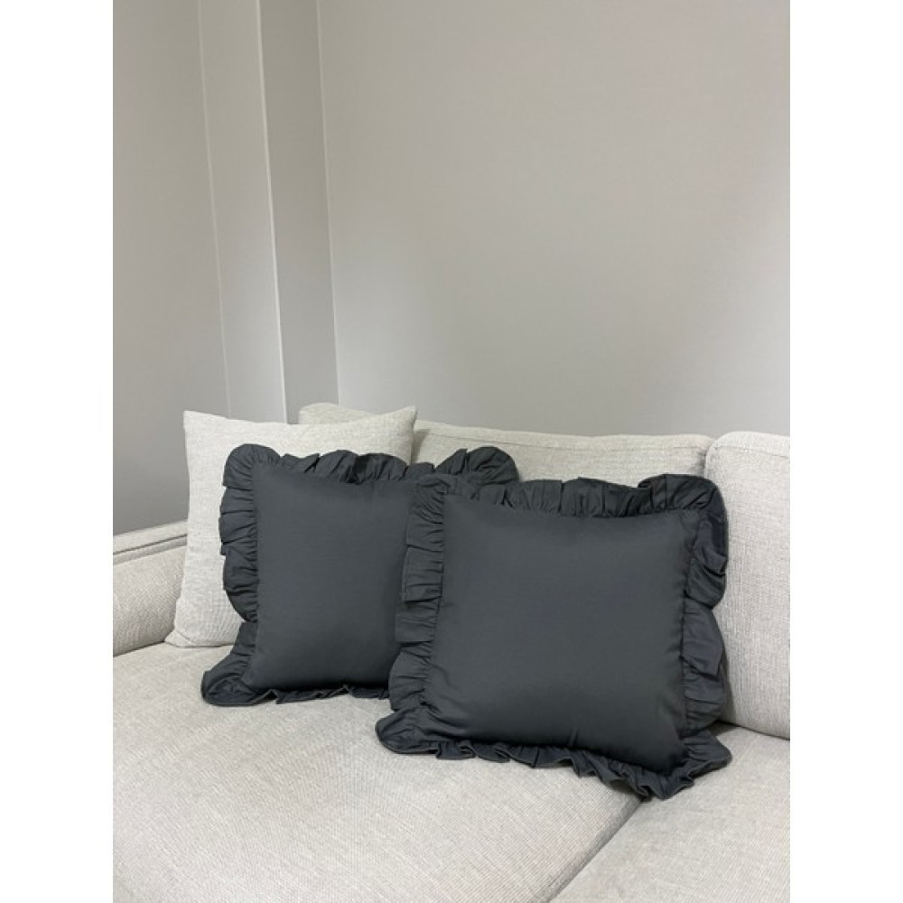 Memhome Premier Duck Keten Fırfırlı Antrasit Gri Kırlent Kılıfı ( 1 Adet ) (40X40) - 40x40 - Gri - Antrasit Yastık Kılıfı Fiyatı