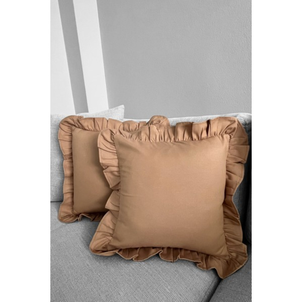 Memhome Premier Duck Keten Fırfırlı Cappuccino Kırlent Kılıfı ( 1 Adet ) (40X40) - 40x40 Yastık Kılıfı Fiyatı