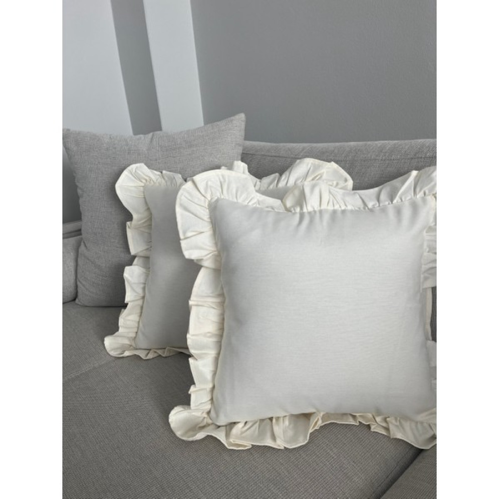 Memhome Premier Duck Keten Fırfırlı Krem Kırlent Kılıfı ( 1 Adet ) (40X40) - 40x40 Yastık Kılıfı Fiyatı