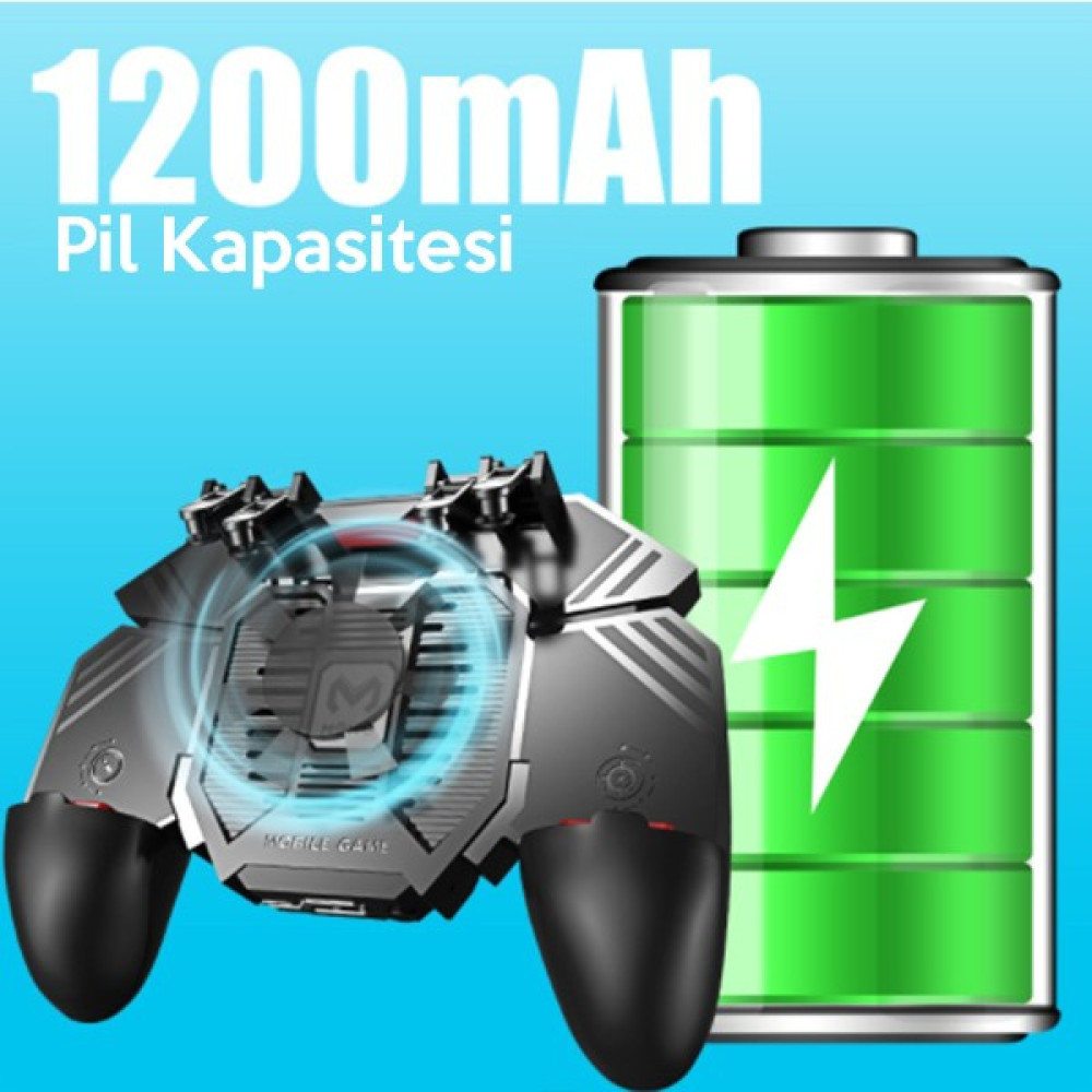 Memo AK77 1200 Mah Fanlı Dört Tetık Mobıl Oyun Aparatı - Pubg(Or - 01-Siyah Cep Telefonu Aksesuarı Fiyatı