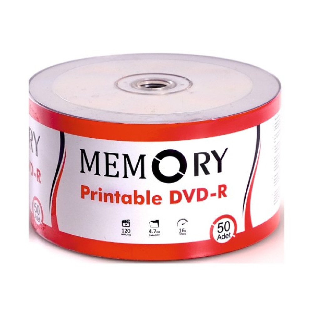 MEMORY Printable Dvd-R 16x 4.7 Gb 50 Li Adet Boş Printable Dvd pdvd CD / DVD Aksesuarları Fiyatı