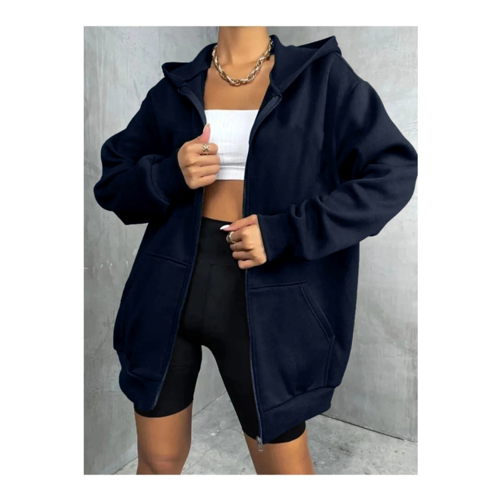 memowear Unisex Lacivert 2ip Örme Kumaş Oversize Kapüşonlu Hırka S/M Beden Bayan Sweatshirt Fiyatı