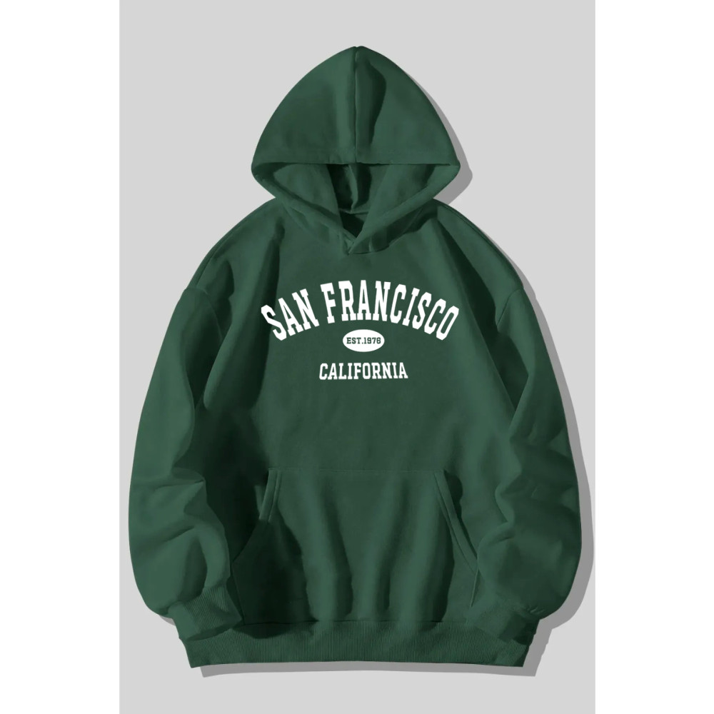 memowear Unisex Yeşil Oversize Kapüşonlu Sweatshirt XL Beden Bayan Sweatshirt Fiyatı