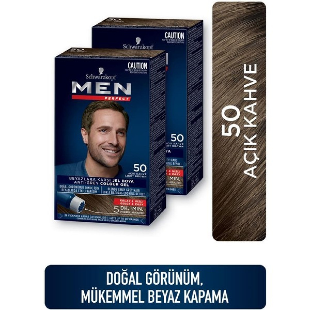 Men Perfect Saç Boyası 50 - Açık Kahve X 2 Adet Saç Boyası Fiyatı
