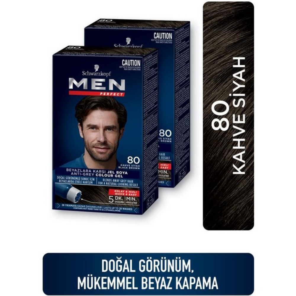 Men Perfect Saç Boyası 80 - Kave Siyah X 2 Adet - 80 - Kahve Siyah Saç Boyası Fiyatı