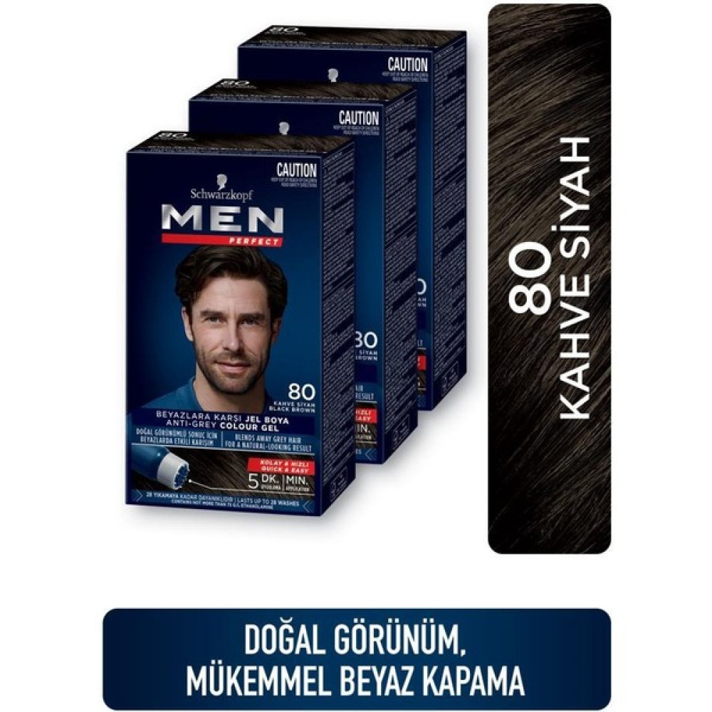 Men Perfect Saç Boyası 80 - Kave Siyah X 3 Adet Saç Boyası Fiyatı