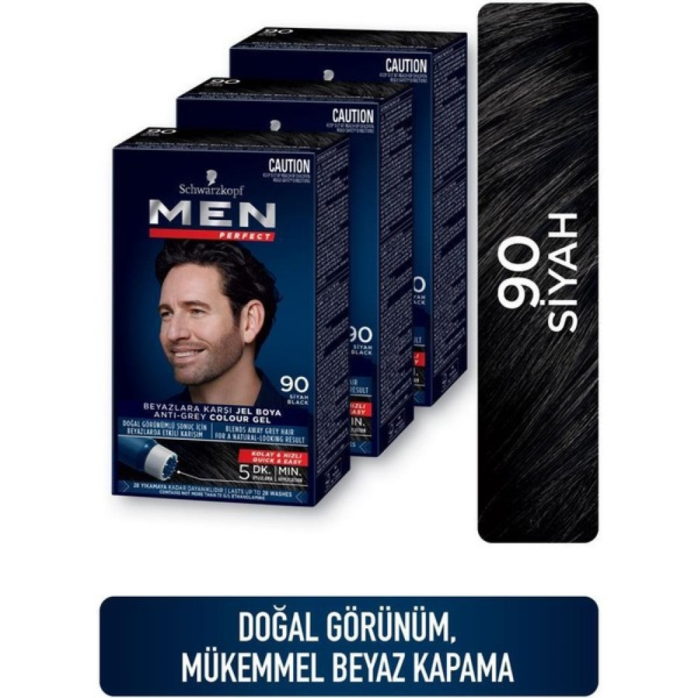 Men Perfect Saç Boyası 90 - Siyah X 3 Adet Saç Boyası Fiyatı