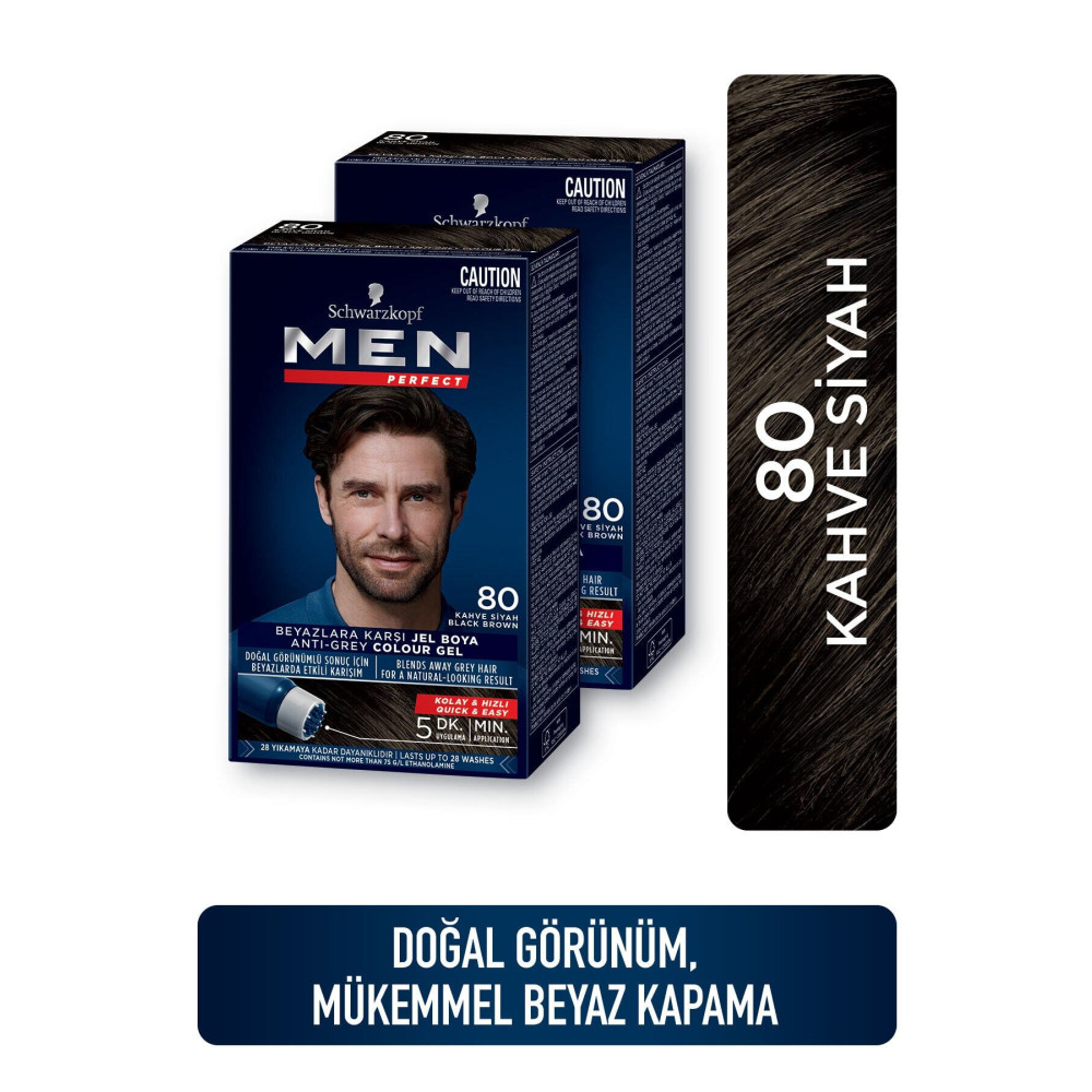 Men Perfect Schwarzkopf Saç Boyası 80 - Kahve Siyah X 2 Adet Saç Boyası Fiyatı