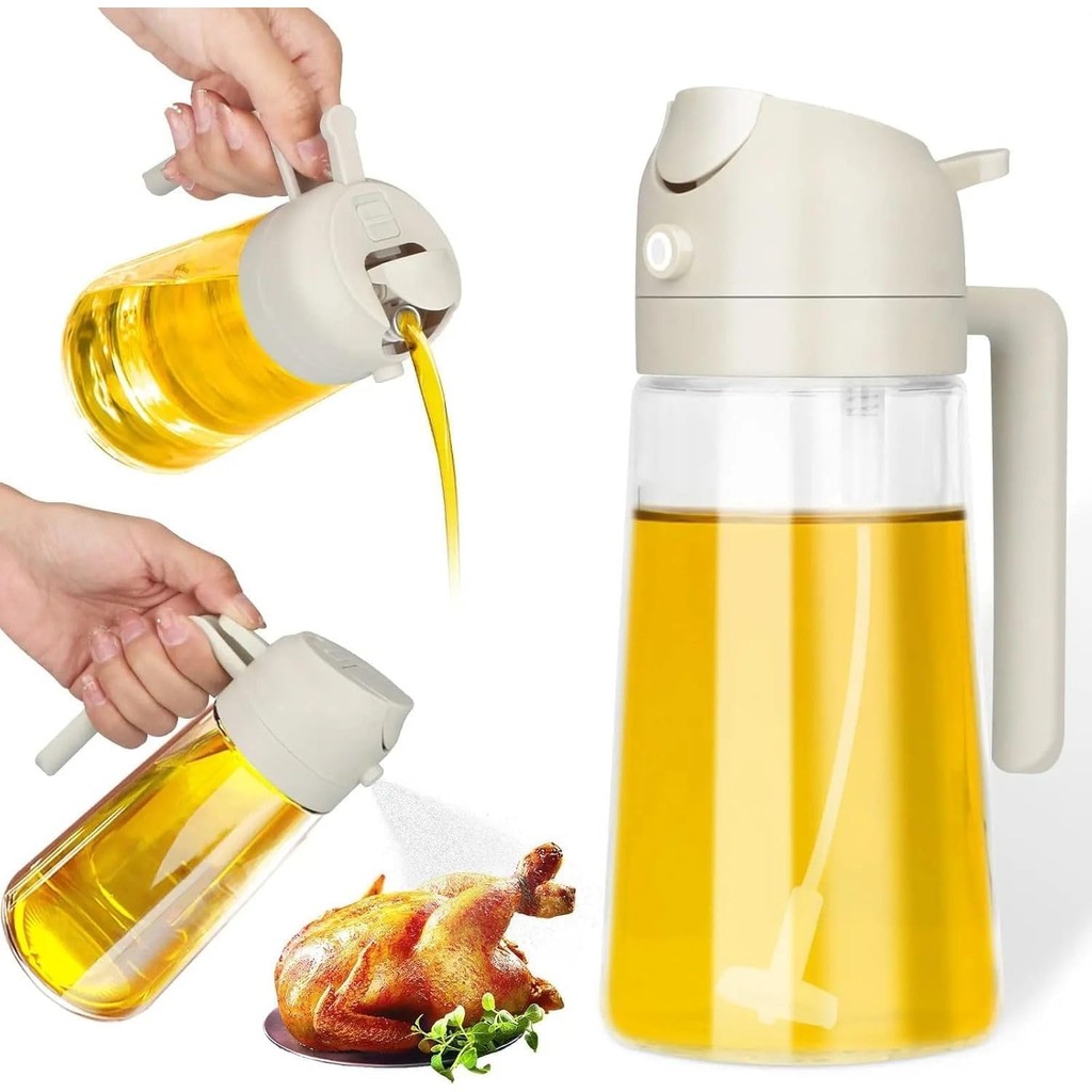 Mena Rise Çift Fonksiyonlu 450 ml Yağ Püskürtücü, Yağ Püskürtme ve Dökme Özellikli, Cam Sprey Yağdanlık, Mutfakta Kullanım Için Ideal (1) - Standart Diğer Fiyatı