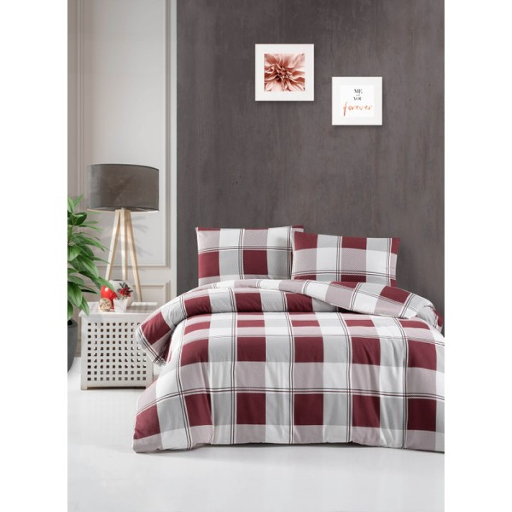 Menderes Home Cotton Collection Flanel Çift Kişilik Nevresim Takımı Red - Bordo - Gri - 200 x 220 cm Nevresim Takımı Fiyatı