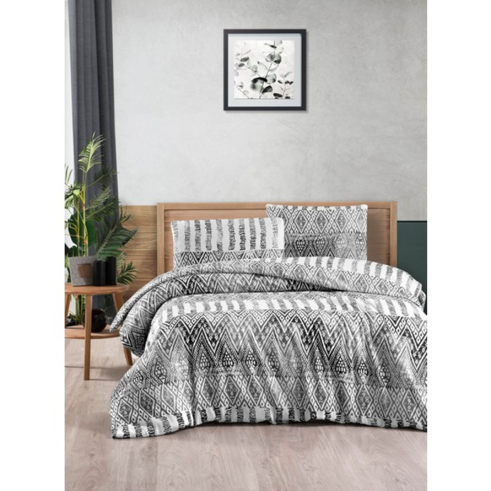 Menderes Home Cotton Collection Flanel Çift Kişilik Nevresim Takımı Stone - Siyah - Beyaz - 200 x 220 cm Nevresim Takımı Fiyatı