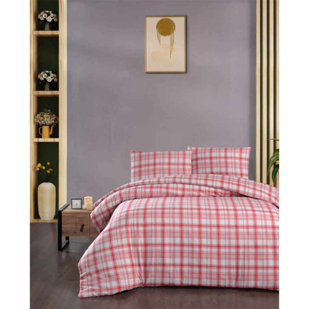 Menderes Home Cotton Collection Flanel R Tek Kişilik Nevresim Takımı Ekose Kırmızı - 160 x 220 cm Nevresim Takımı Fiyatı