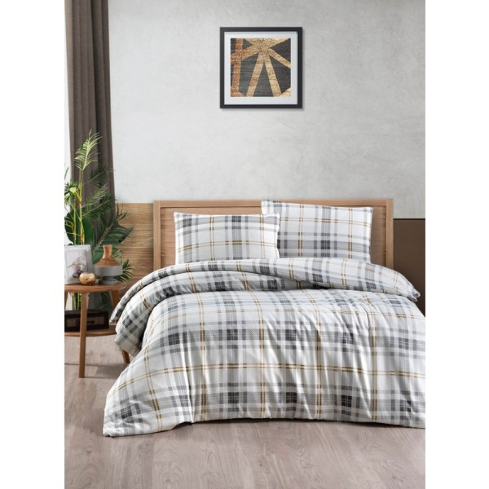 Menderes Home Cotton Collection Flanel Tek Kişilik Nevresim Takımı 1394 Gray Natur - Gri - Sarı - 160 x 220 cm Nevresim Takımı Fiyatı