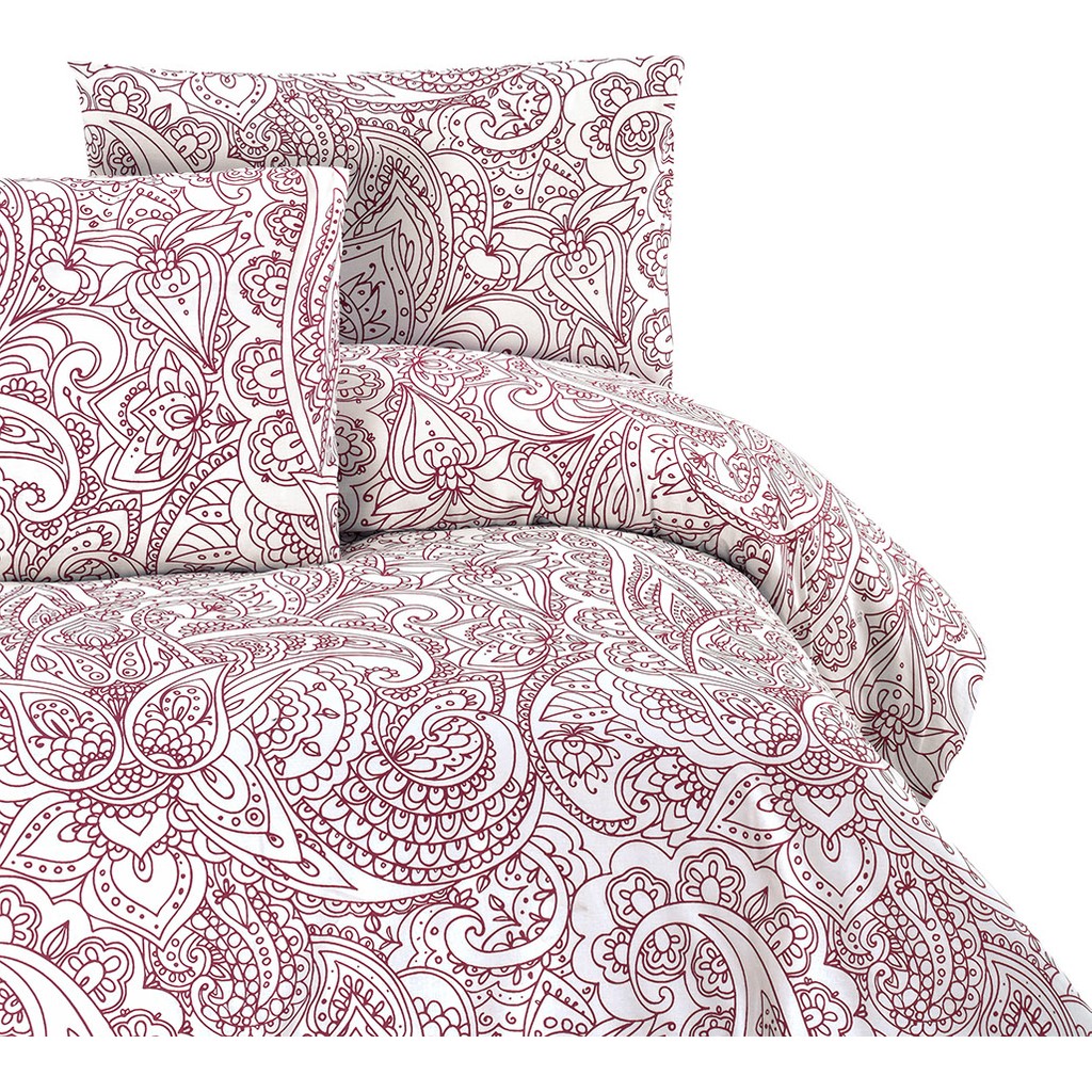 Menderes Home Şal Bordo Çift Kişilik Nevresim+Yastık - 200 x 220 cm Nevresim Takımı Fiyatı