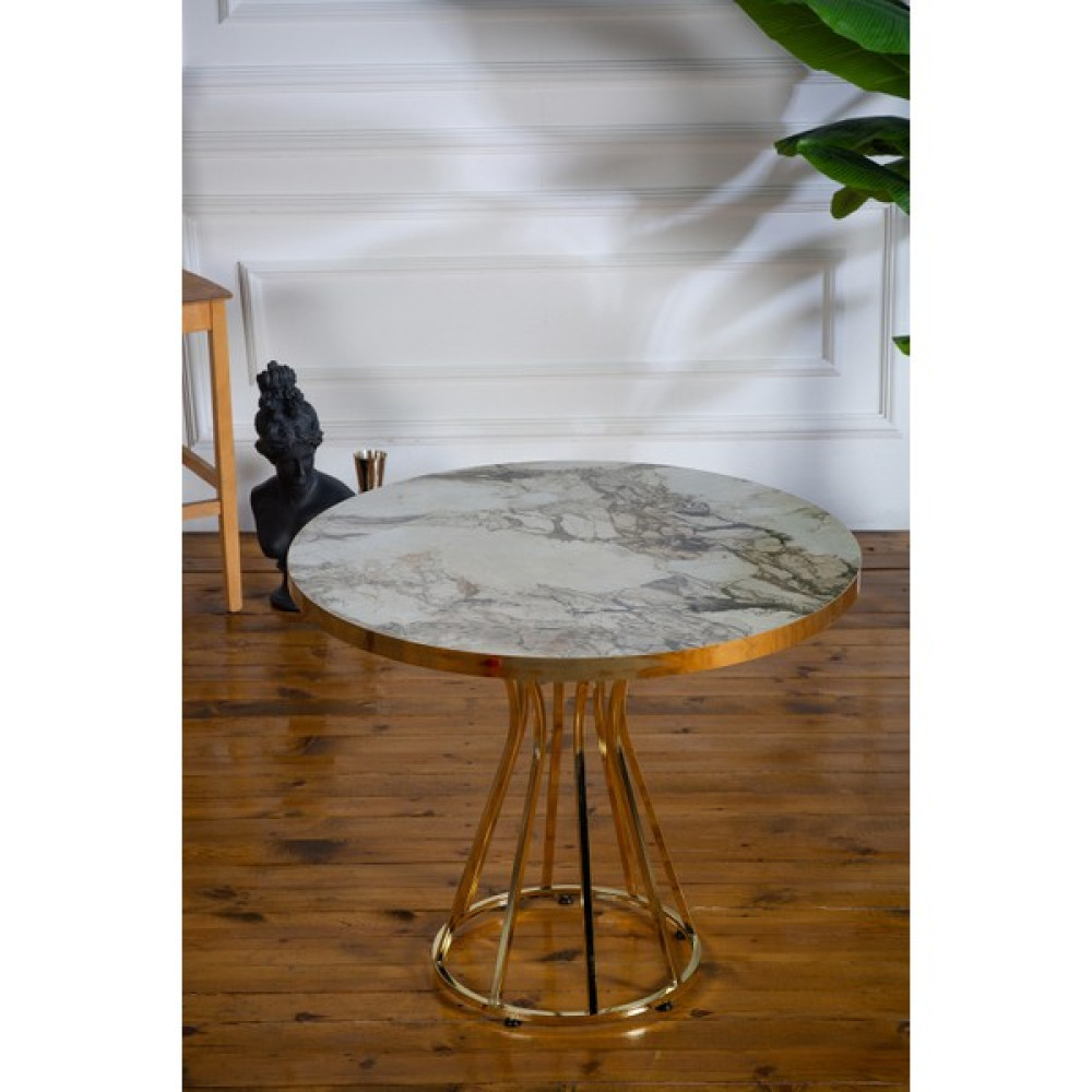 Mendy 90X90CM Gold Vazo Ayak Mutfak Masası - Beyaz - Gold Yemek & Mutfak Masası Fiyatı