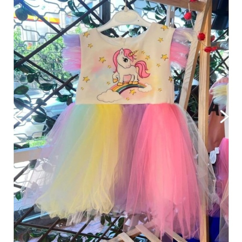 Menta Store Kız Çocuk Renkli Unicorn Tütü Etekli Elbise Kız Çocuk Elbise Fiyatı