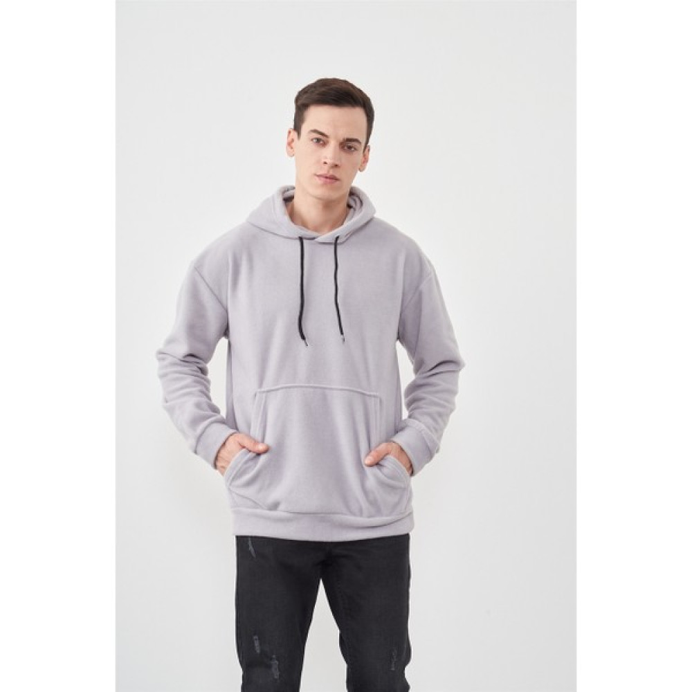 Mentality Çetinkaya Mentality 3566 Kapüşonlu Kanguru Cepli Polar Gri Sweatshirt Erkek Sweatshirt Fiyatı